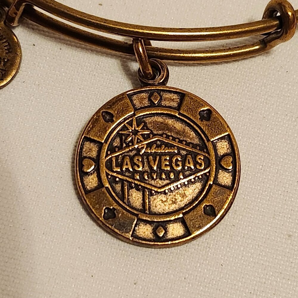 Alex and Ani Las Vegas Poker Chip Charm Gold Tone Energy Bangle Rafaelian Gold